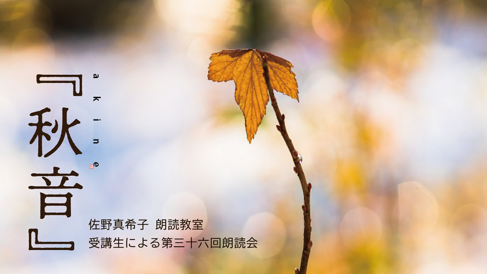 2025.9.7(sun) 13:00～
秋音-akine-
佐野真希子 朗読教室 第36回朗読会

